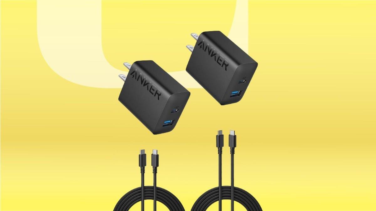 You can get two Ankerusb-c fast chargers and cables for just $13 with Prime