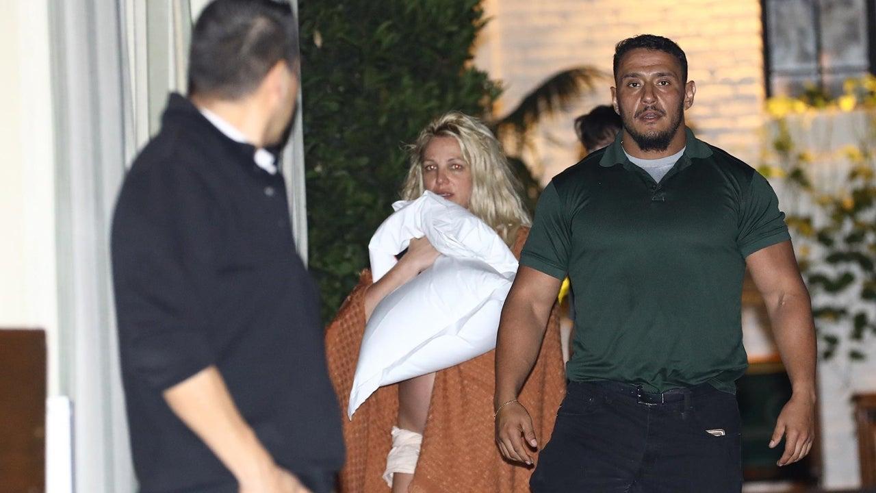 Friends of Britney Spears leave the Chateau Marmont after an ambulance was called to the hotel